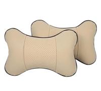 FATASH 2 Piece Car Neck Pillow Set | Soft Leather Headrest, Memory Foam Seat Gap Fillers, Neck Pain Relief & Head Rest Cervical Support | Comfortable & Compact Travel Accessories for Driving - Beige