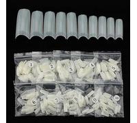 FATASH 500 Pieces Natural Coffin Fake Press on Nail Tips | Full Cover Acrylic French False Stick on Nails Kit | Professional Beauty Manicure Tool Set | Artificial Nail Extension For Women & Girls