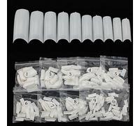 FATASH 500 Pieces White Coffin Fake Press on Nail Tips | Full Cover Acrylic French False Stick on Nails Kit | Professional Beauty Manicure Tool Set | Artificial Nail Extension For Women & Girls