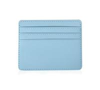 FATASH Credit Card Holder, Ultra Slim RFID Blocking PU Leather Wallet with 3 Card Slots & 1 Cash Pocket, Thin Minimalist Card Protector Case for Men & Women - Blue
