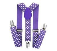 FATASH Kids Elastic Braces & Bow Tie Set | Adjustable Polka Dot Suspenders Y-Shape Clip-on Toddler | Children's Waistcoat Accessory | Suitable for Boys & Girls Ages Up to 8 Years - Purple