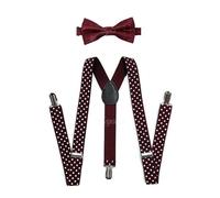 FATASH Kids Elastic Braces & Bow Tie Set | Adjustable Polka Dot Suspenders Y-Shape Clip-on Toddler | Children's Waistcoat Accessory | Suitable for Boys & Girls Ages Up to 8 Years - Burgundy