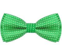 FATASH Kids Neck Bow Tie With Polka Dots Soft Silk Adjustable Plain Pre-Tied Ideal For Boys | Children's Clip-On Spotty Satin Doted Design Bowtie Suitable For Birthday Party, Wedding - Green