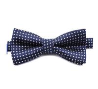 FATASH Kids Neck Bow Tie With Polka Dots Soft Silk Adjustable Plain Pre-Tied Ideal For Boys | Children's Clip-On Spotty Satin Doted Design Bowtie Suitable For Birthday Party, Wedding Navy (White Dot)
