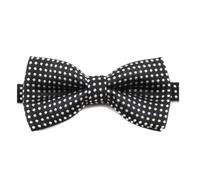FATASH Kids Neck Bow Tie With Polka Dots Soft Silk Adjustable Plain Pre-Tied Ideal For Boys | Children's Clip-On Spotty Satin Doted Design Bowtie Suitable For Birthday Party, Wedding Black (White Dot)