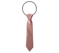 FATASH Kids Pre-Tied Neck Ties With Loop, Elastic Clip-On Skinny Tie, Solid Color Satin Silk Neckties for Toddlers Boys, Suitable for Birthday Party, Wedding Dusty Pink