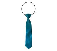 FATASH Kids Pre-Tied Neck Ties With Loop, Elastic Clip-On Skinny Tie, Solid Color Satin Silk Neckties for Toddlers Boys, Suitable for Birthday Party, Wedding - Aqua