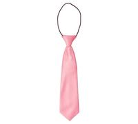 FATASH Kids Pre-Tied Neck Ties With Loop, Elastic Clip-On Skinny Tie, Solid Color Satin Silk Neckties for Toddlers Boys, Suitable for Birthday Party, Wedding - Baby Pink