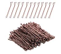 FATASH Large 150 PCS Metal Bobby Pins Long Hair Grips, Kirby Grips for Thick, Waved, Curly Hair, Secure Hold Hair Bun Pins, Girl & Women Hair Styling Accessories for Wedding Party - Brown