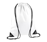 FATASH Large Drawstring PE Bag, Waterproof Swimming & Gym Bag, Kids & Adult Unisex Design, Rucksack For School, Outdoor Sports Activities & Travel - White