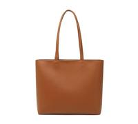 FATASH Large PU Leather Tote Bag for Women, Classic Shoulder Bag with Top Zipper and Small Interior Pocket, Handbag for Everyday Travel, Shopping, Work & College Use - Brown