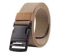 FATASH Mens Army Webbing Work Gold Waist Belt with Tactical Buckle Canvas Nylon Military Adjustable Secure Waistband Daily Wear Vintage Style for Jeans Pants
