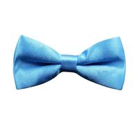 FATASH Men's Silk Satin Pre-Tied Bow Tie | Adjustable Two-Layer Classic Dickie | Solid Color Elastic Neck Bowtie for Fancy Dress Costume, Wedding, Formal Party, Prom | Boys Suit Accessories Aqua Blue