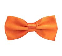 FATASH Men's Silk Satin Pre-Tied Bow Tie | Adjustable Two-Layer Classic Dickie | Solid Color Elastic Neck Bowtie for Fancy Dress Costume, Wedding, Formal Party, Prom | Boys Suit Accessories - Orange