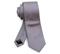 FATASH Men's Solid Color Silk Skinny Necktie | Premium Handmade Satin Formal Ties | Slim Classic Design, Plain Pattern Neck Tie for Suits | Perfect for Business Meetings & Wedding Tie - Grey