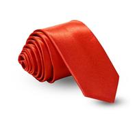 FATASH Mens Tie Plain Solid Colour Classic Slim Skinny Smart Party Wedding Thin Men's Ties Solid Pure Color Plain Formal Ties For Men - Red