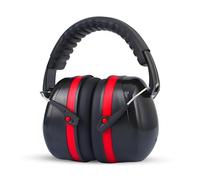 FATASH Noise Cancelling Ear Defenders For Adults | Adjustable Soundproof Headband Safety Earmuffs Up to 36dB Hearing Protection Headphones For Autism, Work, Construction, Shooting - Red