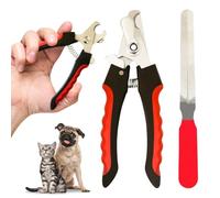 FATASH Pet Nail Clipper with Safety Lock & Free Nail File, Stainless Steel Heavy Duty Professional Grooming Tool for Dogs Cats Small to Medium Breeds, Non-Slip Rubber Handle for Secure Grip - A