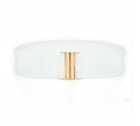 FATASH Vintage Elastic Wide Waist Belt for Women - Stretchy Leather Cinch Waistband with Flat Metal Buckle | Fashion Retro Ladies Belt for Dresses & Costumes | Elasticated Waist Accessory