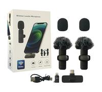 FATASH Wireless Lavalier Microphone for iPhone/Android/iPad - 2.4GHz Clip-On Lapel Mic with Lightning & Type-C Receiver, Plug & Play Noise-Reduction Mini Mic for Vlogging, Interviews & Live Streaming