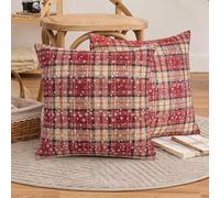 FATCAT 2pcs Set Scottish Snowflake Decorative Pillow Cover Pillow Cover, Yellow Tartan Check Pillow Covers, for Sofa Bedroom Living Room Car 45x45cm, Yellow*2