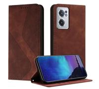 Fatcatparadise Compatible With OnePlus Nord CE 2 5G Case, PU Leather Wallet Book Flip Folio Stand View Shockproof Phone Case Cover with Card Holder and Magnetic for OnePlus Nord CE 2 5G (Brown)