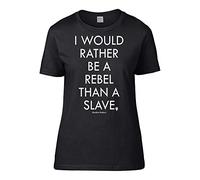FatCuckoo Emmeline Pankhurst- I Would Rather Be A Rebel Than a Slave Quote Women's T-Shirt Black