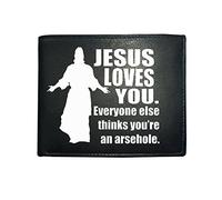 FatCuckoo JESUS LOVES YOU..EVERYBODY ELSE THINKS YOU'RE AN ARSEHOLE- Funny Men's Leather Wallet From
