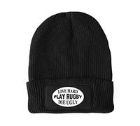 FatCuckoo - Live Hard, Play Rugby, Die Ugly Unisex Winter Thinsulate Beanie Hat Black