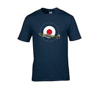 FatCuckoo RAF Spitfire- Battle of Britain WW2 Aircraft Plane Youth Boy's T-Shirt Navy