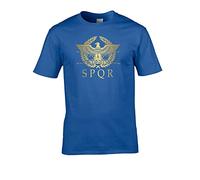 FatCuckoo SPQR Roman Empire Standard Shield Men's Classic T-Shirt (L, Royal)