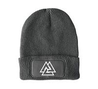 FatCuckoo - Valknut Nordic Power Symbol Unisex Winter Thinsulate Beanie Hat Charcoal