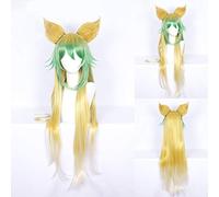 Fate Apocrypha Atalanta Cosplay Wig for Women 100cm Long Straight Heat Resistant Synthetic Hair Wig Green Yellow Costume Party