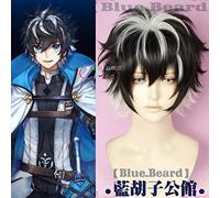 Fate Extella Link FGO Saber Charlemagne Short Mixed Color Black White Synthetic Hair Heat Resistant Cosplay +Free Wig Cap