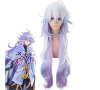 Fate/Grand Order Merlin Cosplay Wig 100 Cm Long Straight Silver Blue Purple Gradient Synthetic Hair for Halloween Party Gift PL-494