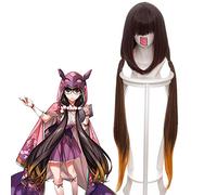 Fate Grand Order Osakabehime Cosplay Wig for Women 100cm Long Straight Synthetic Hair Wig Brown Gradient Yellow Anime Costume