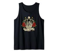 Fate in Hand Skeleton Tarot Cards Rose Moon Gothic Tank Top