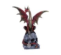 Nemesis Now Fate of the World Figurine 23cm, Resin, Red/Gold, Wiccan Dragon Figure, Red Dragon on Skull and Book Ornament, Gothic Dragon Giftware, Cast in the Finest Resin, Expertly Hand-Painted