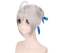 Fate Stay Night Arturia Pendragon Saber Cosplay Wig Blonde Grey Styled Updo Anime Costume Full Wigs For Party 3 Colors OneSize grey