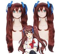 Fate/Stay night Tohsaka Rin Another Akazawa Izumi Long Curly Brown Cosplay Wigs with Two Claw Clip Ponytail Synthetic Hair Wig