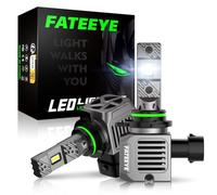 FateEye 9012 hir2 LED Headlight Bulbs, 20000LM 6 Fog Lights, 6500K Cool White 1:1 Mini Size with Cooling Fan, 100000 Hours Lifespan 9012 Bulb, IP68 No Adapter Needed Plug And Play, Pack of 2