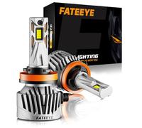 FateEye H11 LED Headlight Bulbs - 38000LM 6500K White Light H11 Headlight Bulbs Conversion Kit, 130W H11 LED Bulb with Fan, Halogen Replacement Bulb,IP68 Waterproof, Pack of 2