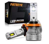 FateEye H11 LED Headlight Bulbs - 44000LM 200W H11 Headlight Bulbs with Fan, 6500K White Light H8/H9 LED Bulb, Plug and Play, IP68 Waterproof, Pack of 2