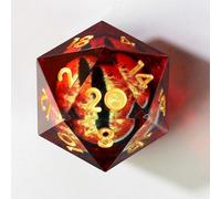 FateStone Liquid Core Dragon Eye resin dnd dice set Sharp Edge Polyhedral 7 pcs d&d dice for TTRPG Dungeons and Dragons with Premium Gift Box and Packaging(Red Gold)
