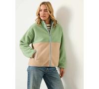 FatFace Colour Block Zip Up Fleece Jacket Green Mix