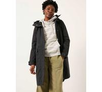FatFace Cotton Blend Hooded Longline Raincoat Black