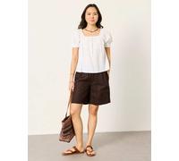 FatFace Cotton Blend Textured Blouse with Linen White