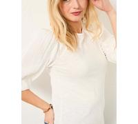 FatFace Cotton Modal Blend Broderie Ladder Lace Top White