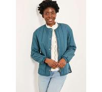 FatFace Cotton Rich Quilted Collarless Jacket Teal