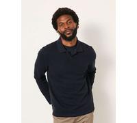 FatFace Cotton Rich Ribbed Long Sleeve Polo Shirt Navy